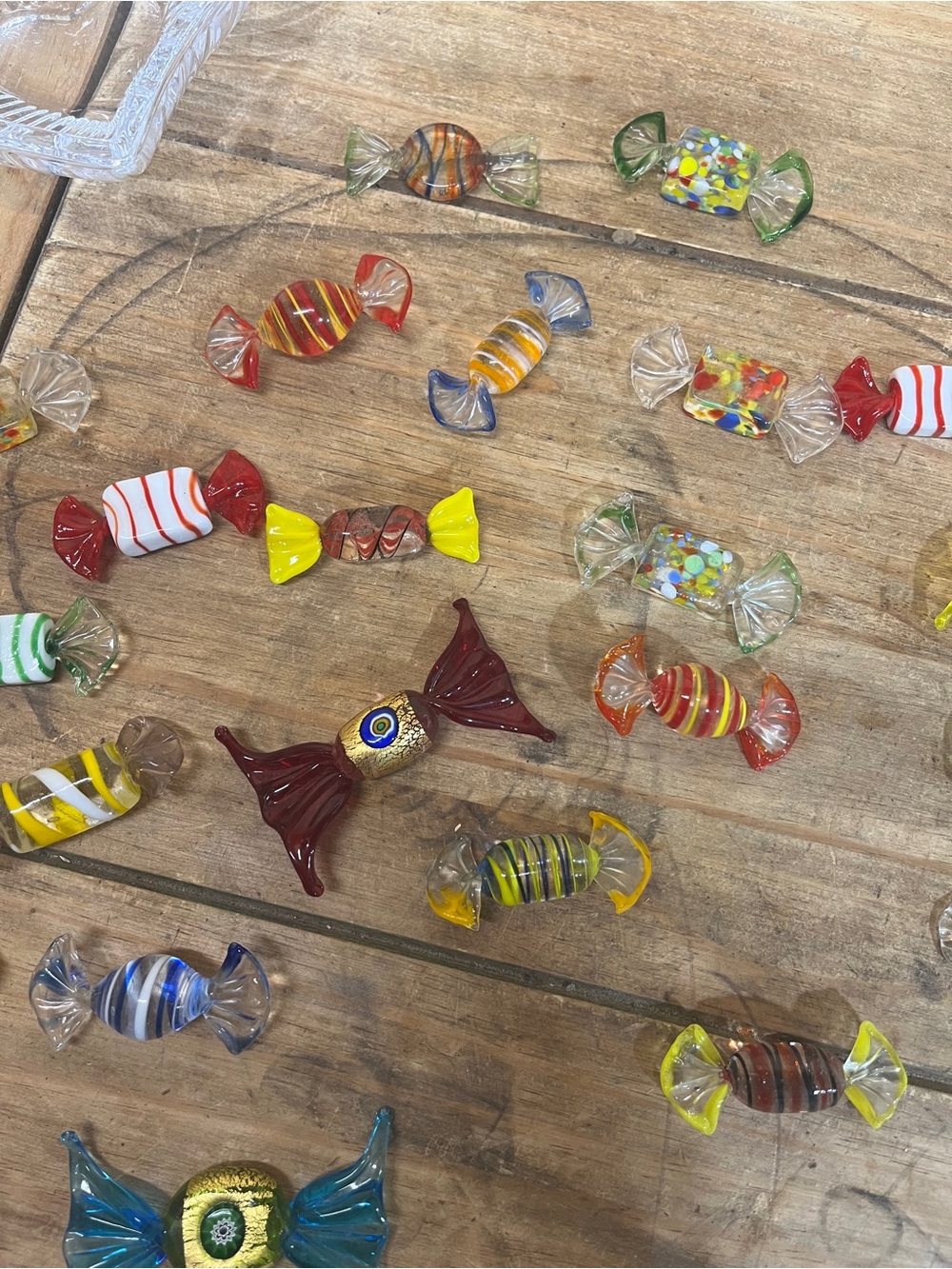 Handmade Glass Candy Collection in Heart Bowl | Murano Style Millefiori Decor - Picture 4 of 7